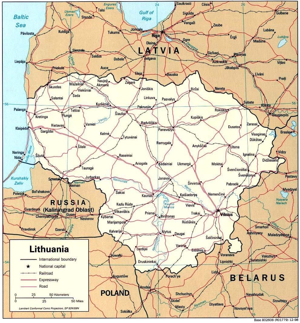 карта Літвы