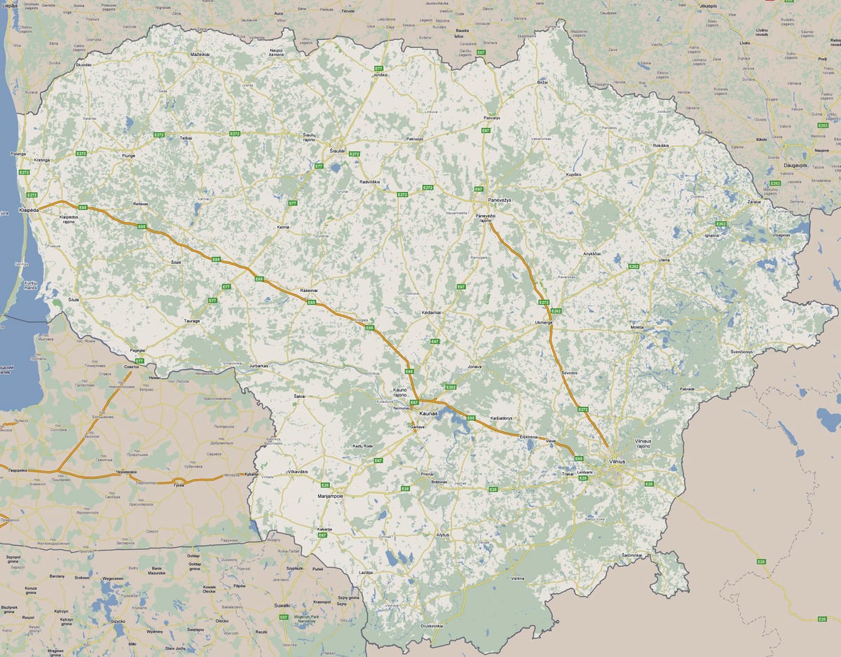 Карта Літвы турыст 