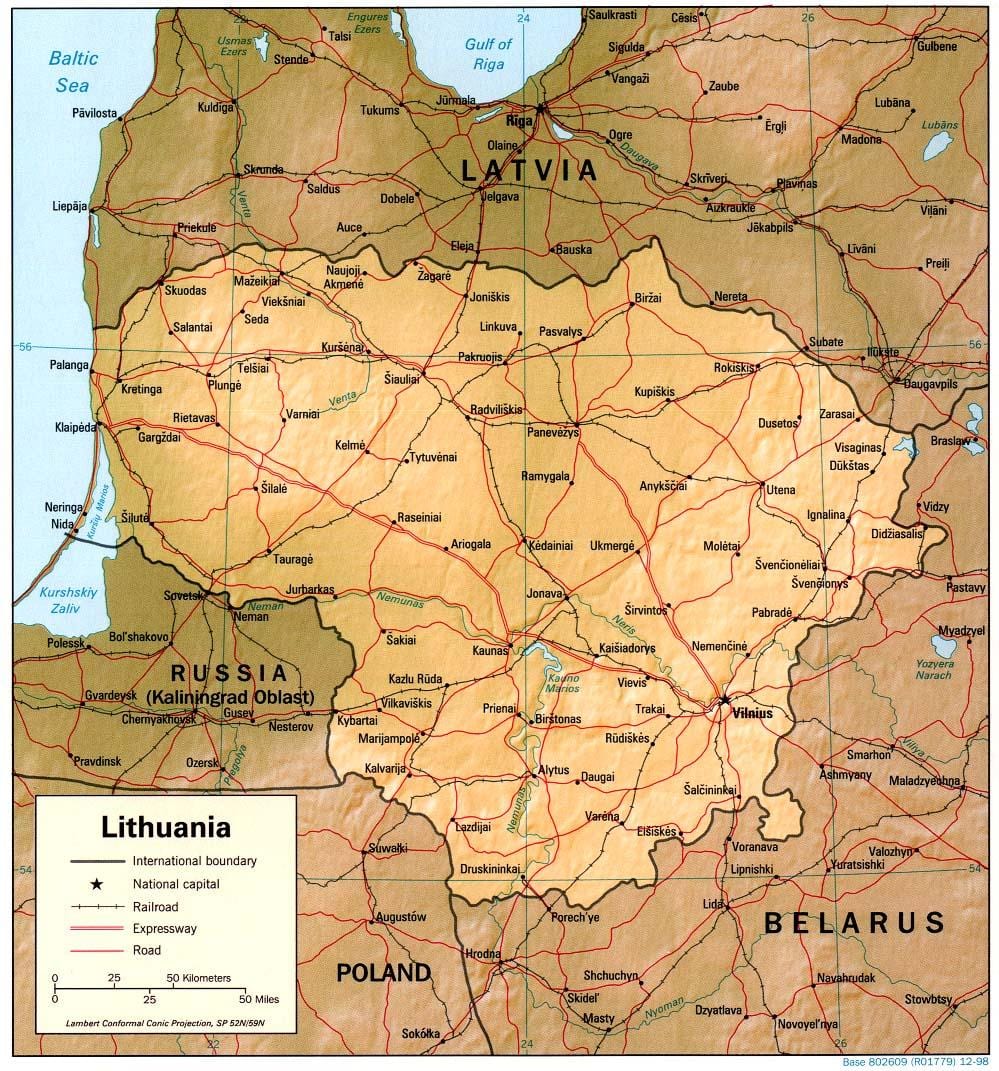 Карта Літвы