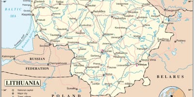 Карта Літвы краіны